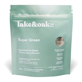 Lake & Oak Tea Co. Superfood Tea Blend Super Green 10 Tea Bags