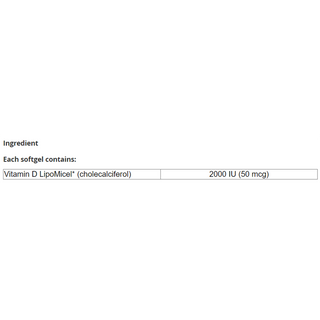 Natural Factors Vitamin D3 LipoMicel 2000IU 180 Softgels