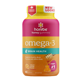 Honibe Honey Omega 3 Brain Health Natural Orange Flavour 60 Gummies