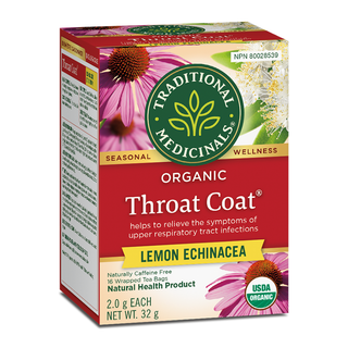 Traditional Medicinals Organic Throat Coat Lemon Echinacea 16 Tea Bags