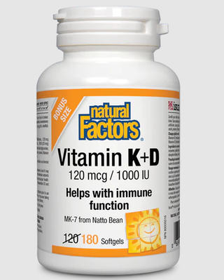 Natural Factors Vitamin K & D 120mcg & 1000 IU 180 Softgels