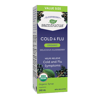 Nature's Way Organic Sambucus Cold and Flu Care Syrup Elderberry 240mL