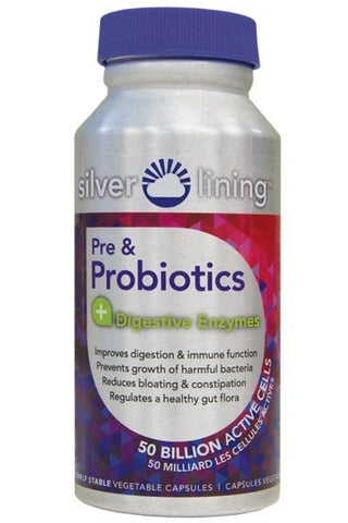 Silver Lining Pre & Probiotics + Digestive Enzymes 120 Veggie Caps