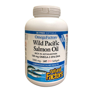 Natural Factors Omega Factors Wild Pacific Salmon Oil 1000mg 180+30 Softgels