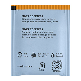 Stash Herbal Tea Golden Turmeric Chai Caffeine Free 18 Tea Bags