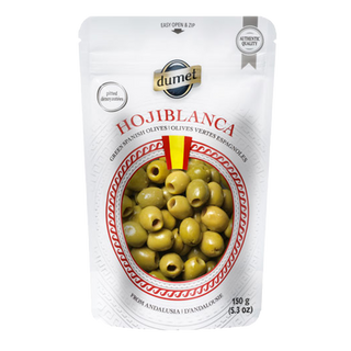 Dumet Green Spanish Olives Hojiblanca Pitted 150g