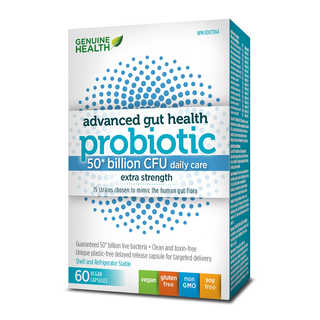 Genuine Health Probiotic Advanced Gut Health Extra Strength 50 Billion 60 Veggie Caps