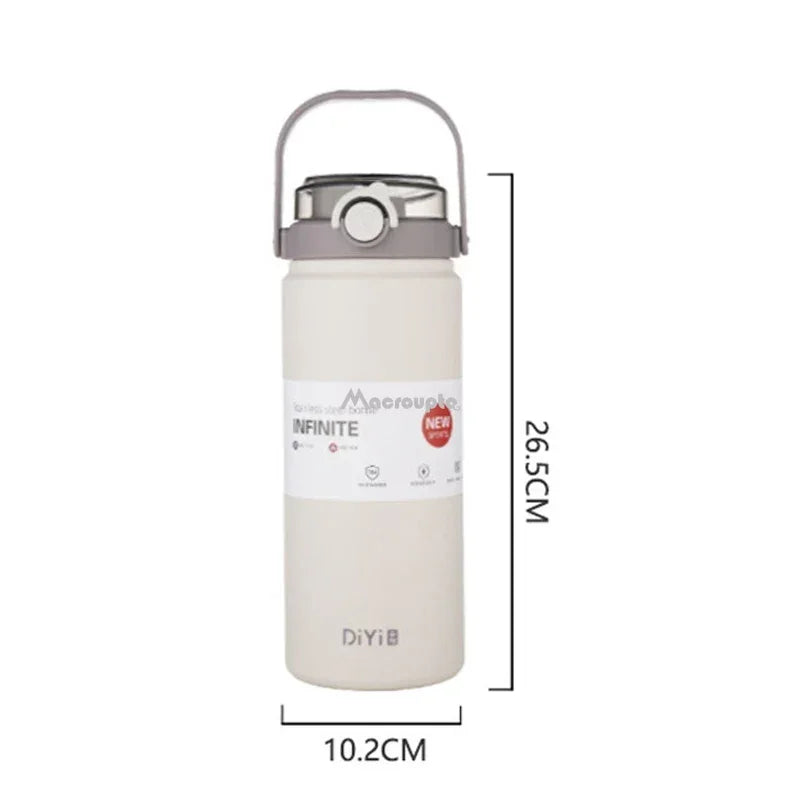 "1.2L Stainless Steel Thermal Bottle with Straw, Vacuum Flask Keeps Drinks Hot and Cold"
