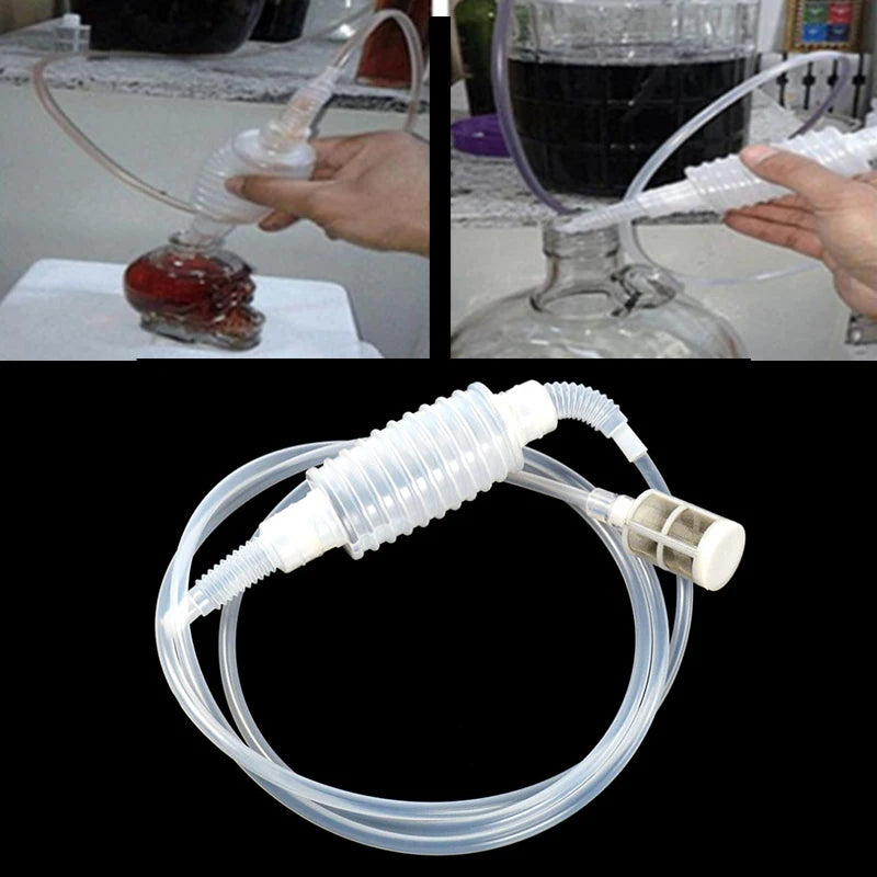 Food Grade Transparent Tube Hand Knead Plastic Siphon Filter Wine Making Tools