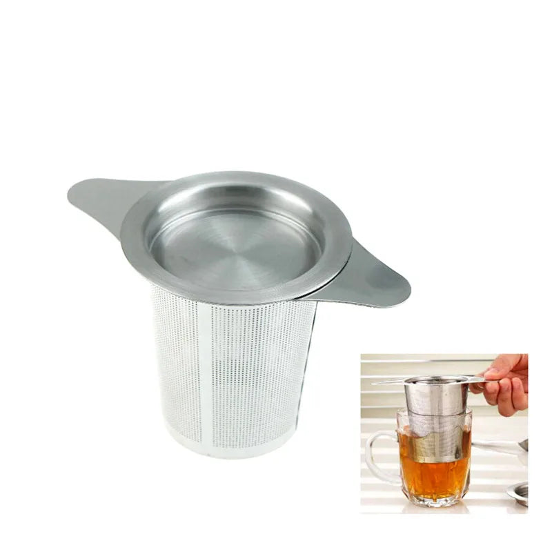 Stainless Steel Tea Infuser Basket with Handles and Lid - Fine Mesh Tea Strainer and Filters