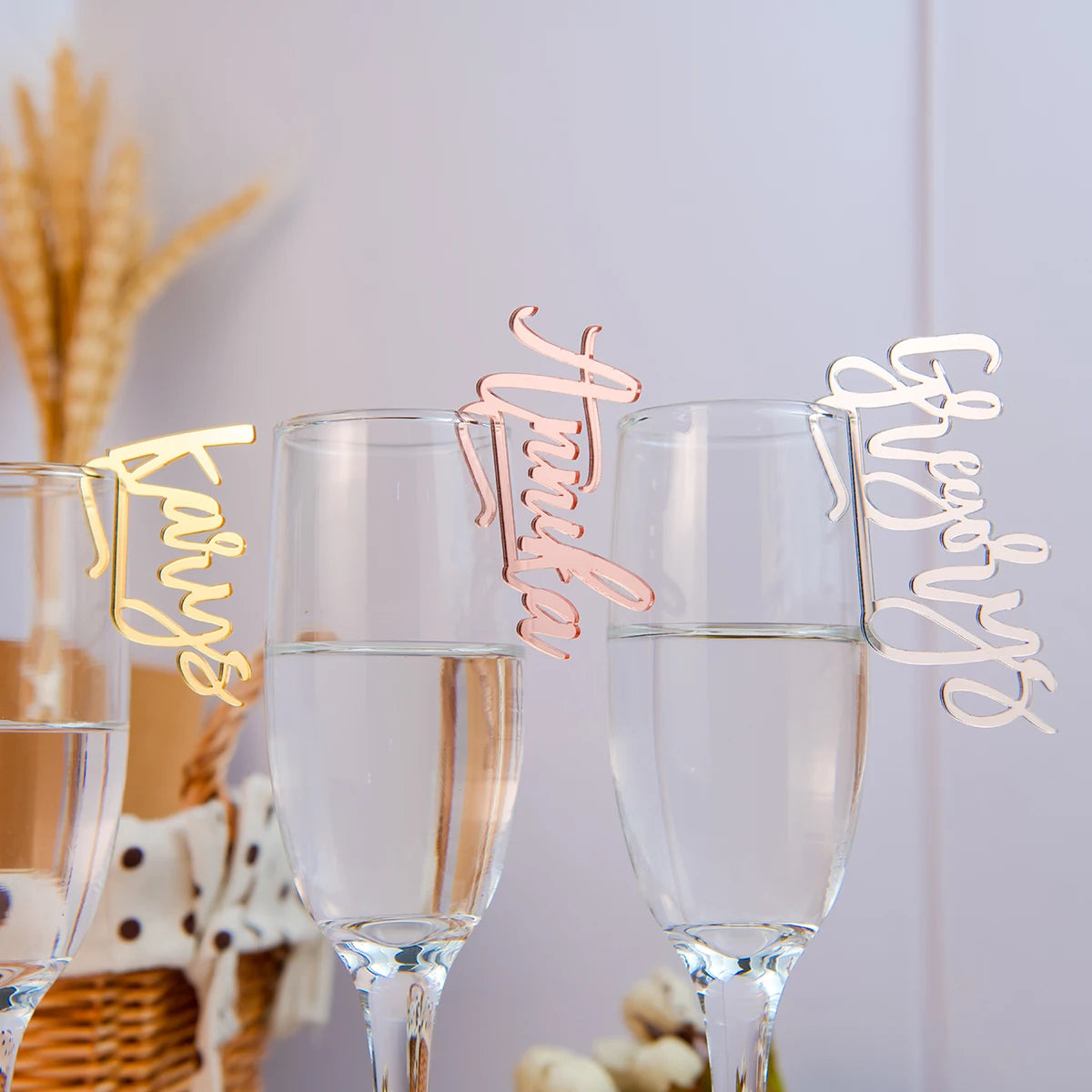 Personalized Acrylic Wedding Tags with Table Numbers for Place Cards and Drink Tags