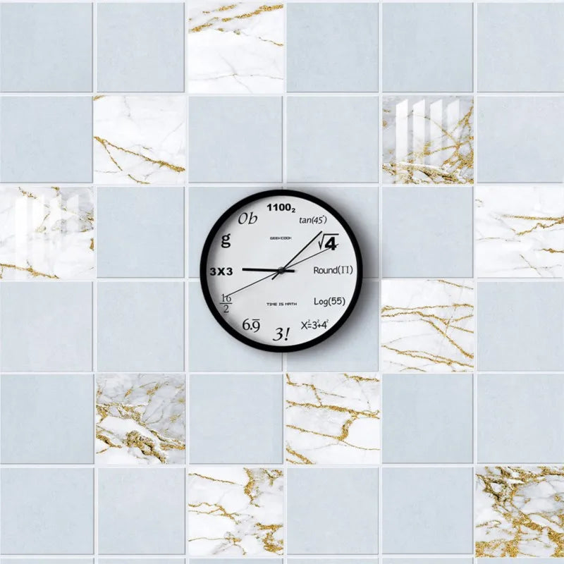 10 Pieces White Gold Marble Tile Stickers