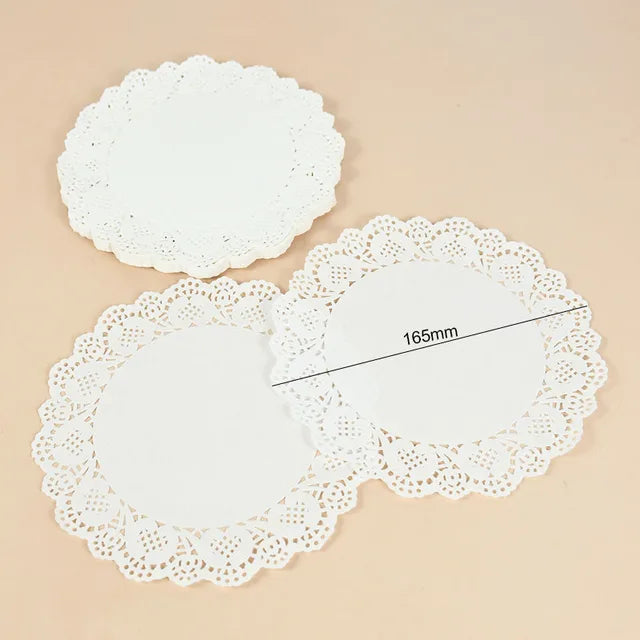 100pcs Circle Lace Paper Doilies Placemats White Tableware for Wedding Party Decorative Crafts