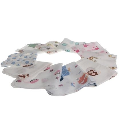 "10-Pack Baby Muslin Handkerchiefs, 28x28cm Double Layer Wipe Towels"