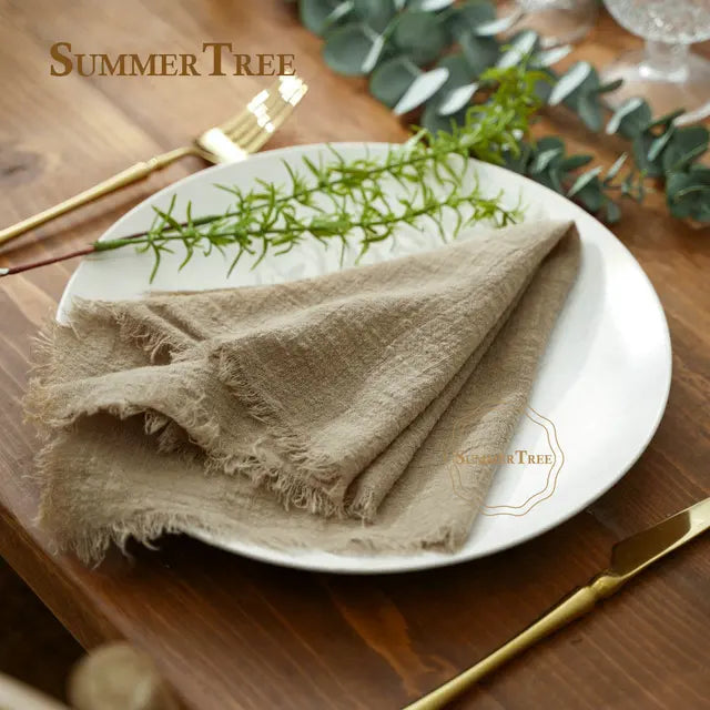 10pcs Cotton Gauze Retro Napkins 42*42cm - Rustic Table Decoration, Tea Towel Dining Place Mats
