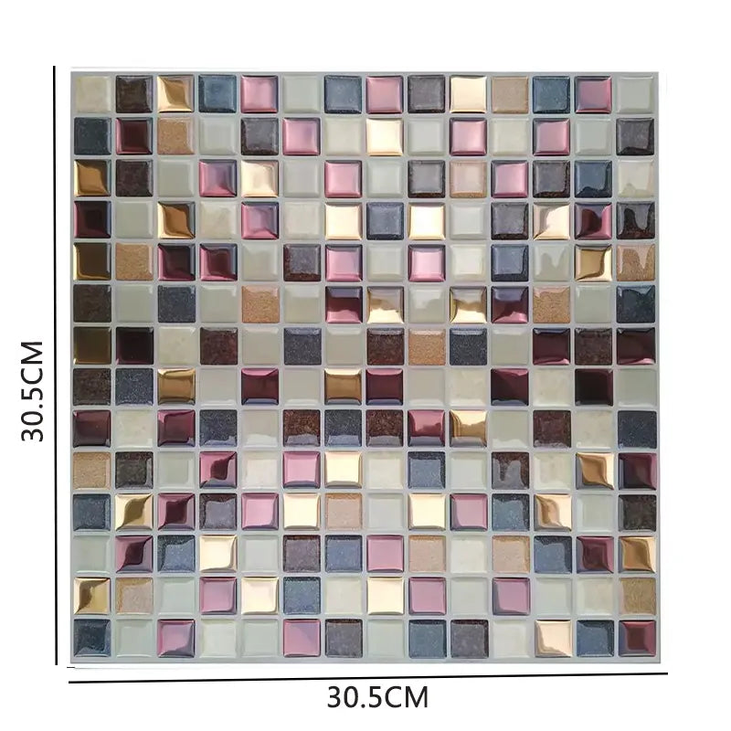 Waterproof Peel and Stick Kitchen Backsplash Wall Tiles - 12"x12" 3D Self Adhesive Tile Mosaic Wall Stickers Wallpaper