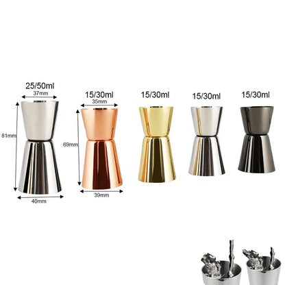 Silver Black Rose Gold Double Jigger 4 Colour Measure Cup Cocktail Drink Wine Shaker Stainless Bar Accessories