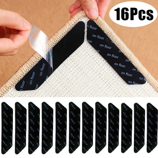 16/8pcs Anti-Slip Carpet Sticker Self Adhesive Washable Rug Gripper