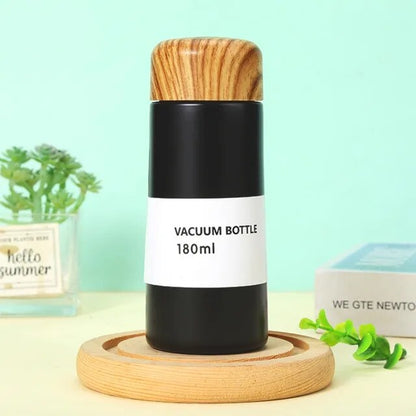 Mini Cute Wood Grain Stainless Steel Thermos Cup