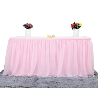 Rainbow Tulle Table Skirt for Unicorn Theme Decoration Party Birthday Baby Shower Gender Reveal - 183X77CM