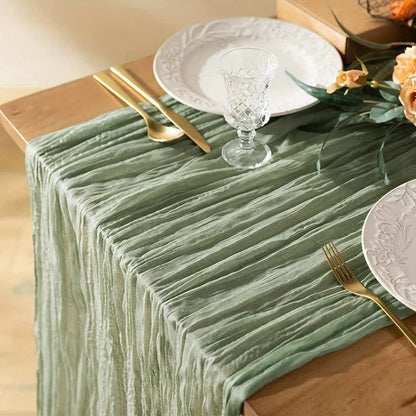 Gauze Tablecloth and Table Runner for Wedding Reception, Bridal Shower, and Holiday Party Décor