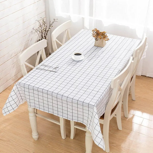 137X90CM Black And White PEVA Waterproof Oilproof Tablecloth Table Cloth Plaid Pattern Table Cover For Party Outdoor Picnic.