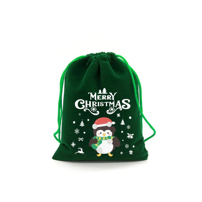 Xmas Velvet Bags - Small Drawstring Pouches for Candy and Gifts, Perfect for Christmas Party Favors and Jewelry Packaging.