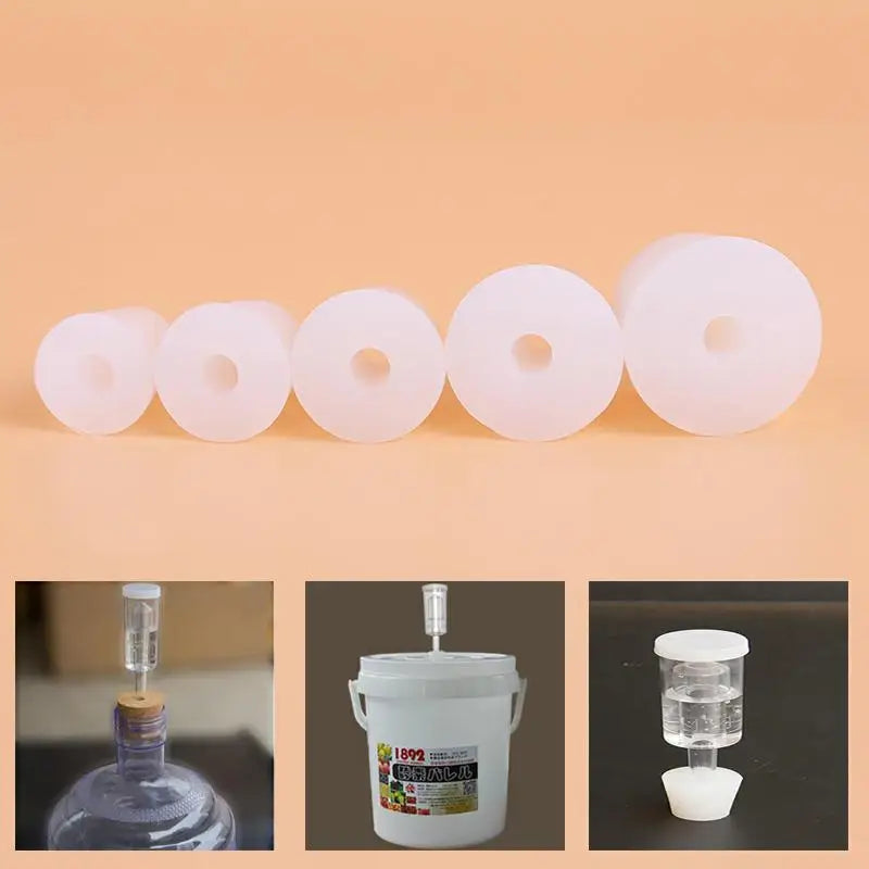 Silicone Fermenter Cover Plug Stoppers with 8mm Hole for Airlock Valve - Brew Wine Rubber Fermenting Lids