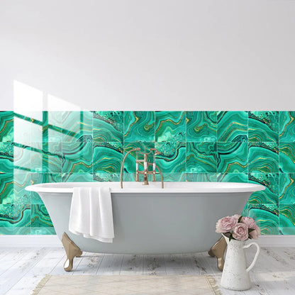 20/10pcs Green Water Wave Peel and Stick Waterproof PVC Floor Tile Sticker for Bathroom and Kitchen Home Decor