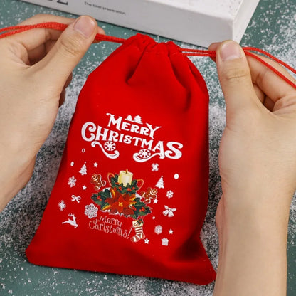 Red Christmas Velvet Bags Drawstring Pouch for Xmas New Year Party Candy Snack Gift, Bracelet, and Jewelry Packaging