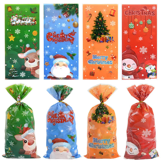 Merry Christmas 2023 Candy Gift Bags, 25/50pcs Home Decor, Noel 2024 New Year Party Favor Packaging