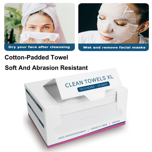 25 Count Disposable Face Towel 100% Cotton Tissue