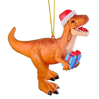 Cartoon Christmas Dinosaur Pendant - Acrylic Holiday Dragon Ornaments for Xmas Tree Decoration