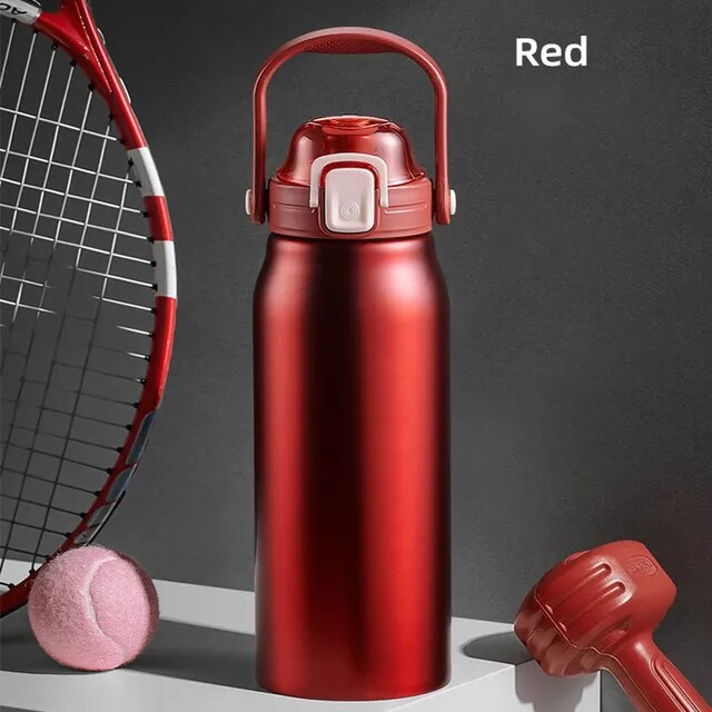 2L Tumbler Thermo Bottle with Straw - Stainless Steel Vacuum Flask for Cold and Hot Beverages - Large Capacity Thermal Water Bottle - Perfect for Gym