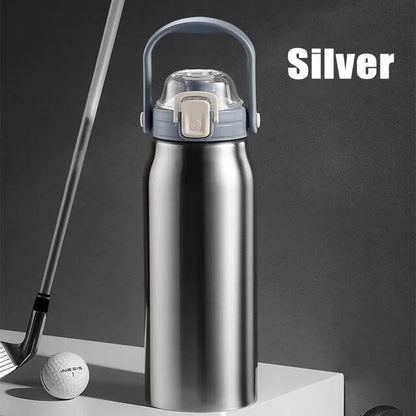 2L Tumbler Thermo Bottle with Straw - Stainless Steel Vacuum Flask for Cold and Hot Beverages - Large Capacity Thermal Water Bottle - Perfect for Gym