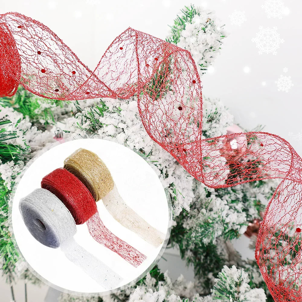 "2M Christmas Gauze Ribbon Wrapping Xmas Tree Decorations"