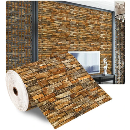 2m Roll 3D Wall Sticker Imitation Brick Bedroom Home Decor
