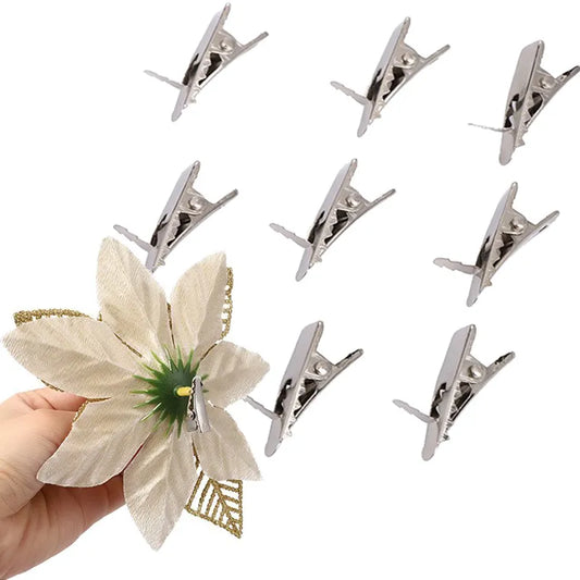 Mini Metal Clips for Christmas Tree Flower Ornaments, Xmas Wreath Fixing Clips (30/50/100Pcs)