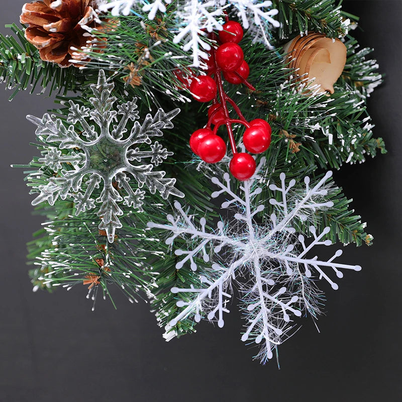 Large Christmas Snowflake Garlands - Set of 30 Ornaments for Xmas Tree Hanging, Glitter Snow Flake DIY Decoration