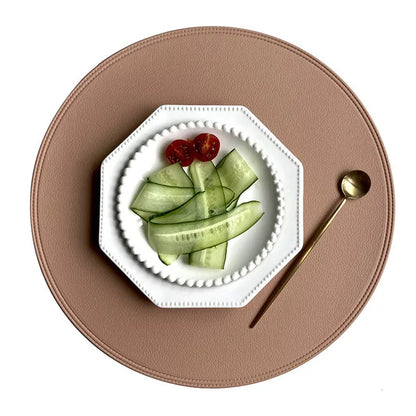 PU Leather Kitchen Placemat Set - Non-slip, Oil Resistant Coasters and Tableware Pad - Ideal for Dining Table, Mug, and Napkin - Home 51107