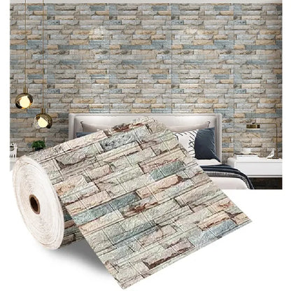 3D Foam Brick Wall Panels Stickers - Self Adhesive Waterproof Wallpaper for Living Room TV Backdrop