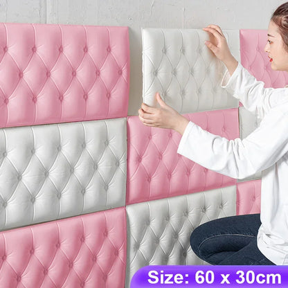"Waterproof 3D Self-Adhesive Wall Stickers for Home Decor - Soft Foam Cushion, Anti-Collision, DIY Bedroom Wallpaper"