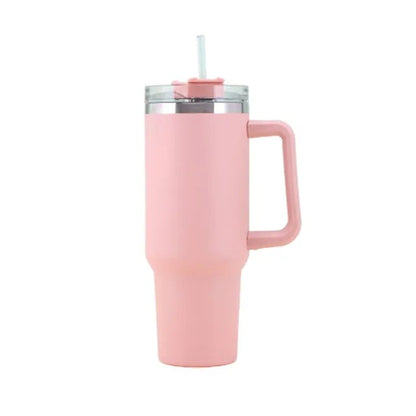 40oz Insulated Travel Mug with Handle, Lid, and Straw - Stainless Steel Coffee Tumbler