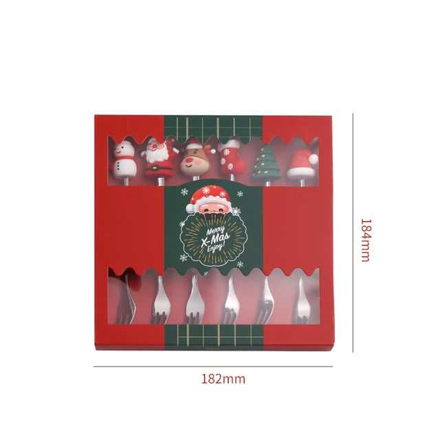 Santa Claus Christmas Spoon and Fork Gift Set for Christmas Party - 4pcs/6pcs