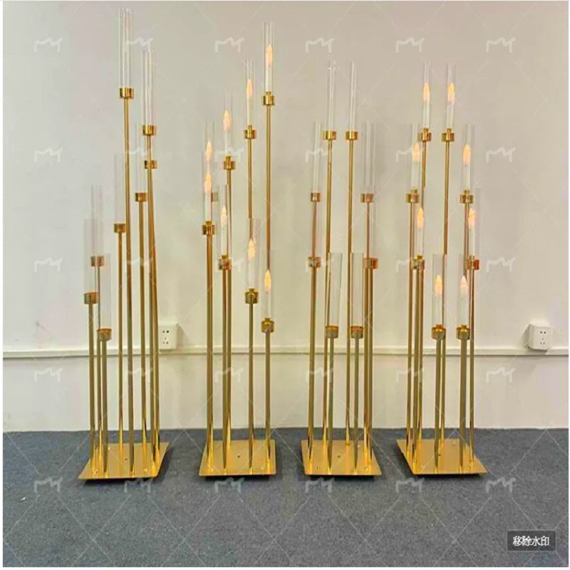 5/10 Pcs Gold Metal Candelabra Candle Holders for Wedding Table Centerpiece