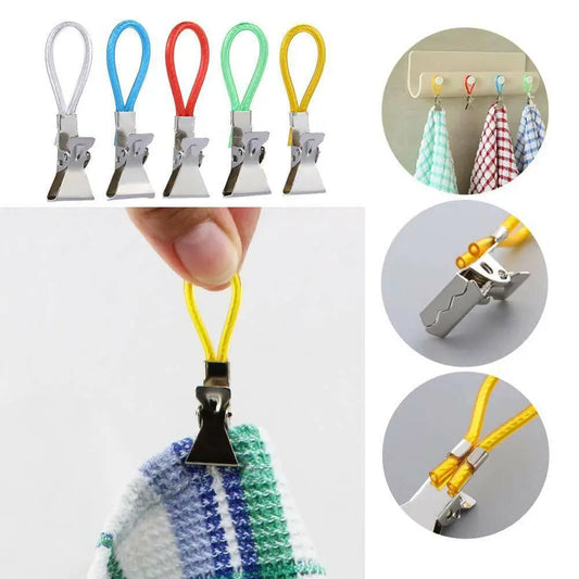 5/10Pcs Metal Clip On Hooks Loops Hand Towel Hangers
