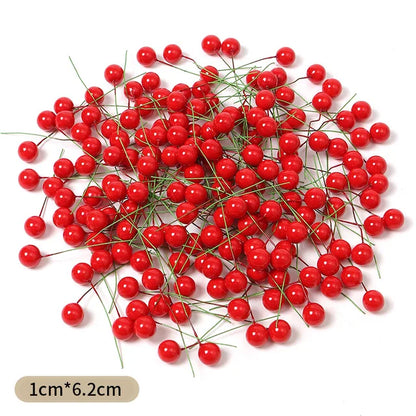 Christmas Decoration Foam Bead Red Berry Xmas Tree Ornaments - Home Decor and Craft Accessories