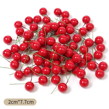 Christmas Decoration Foam Bead Red Berry Xmas Tree Ornaments - Home Decor and Craft Accessories