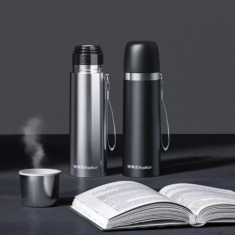 Stainless Steel Thermos Cup - Portable Water Bottle with Lid - Hot/Cold Insulation - Vacuum Flasks
