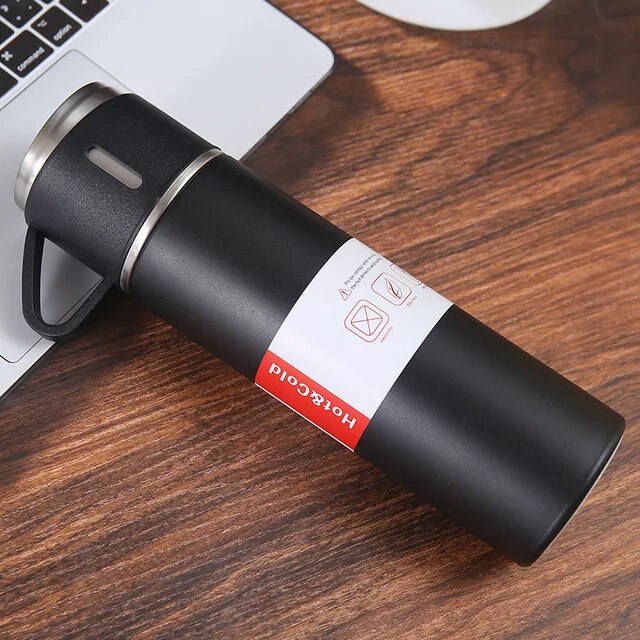 Stainless Steel Vacuum Flask Gift Set - Office Business Style Thermos Bottle - Couple Cup